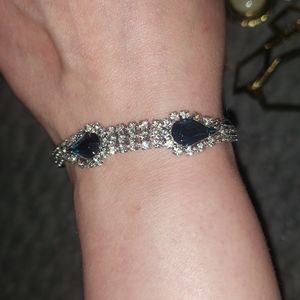 Vintage crystal and Sapphire bracelet with safety chain